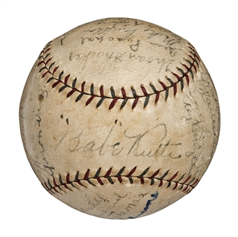 1926 New York Yankees A.L. Champions Team Signed Baseball (28 Signatures) Including Ruth, Gehrig and Lazzeri (JSA)